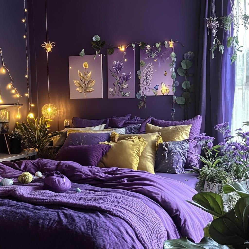 90 fotos de quarto roxo para usar toda a magia da cor