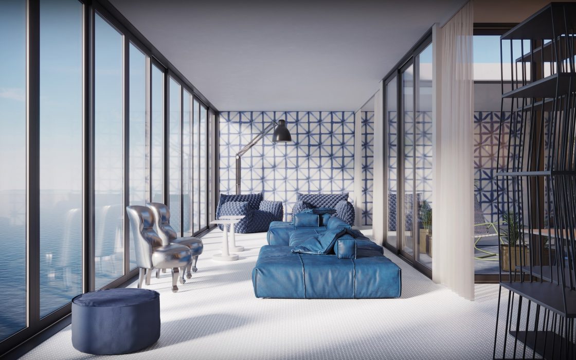Desenhos e formas geométricas personalizam revestimento para sala (Projeto: Paola Navone)