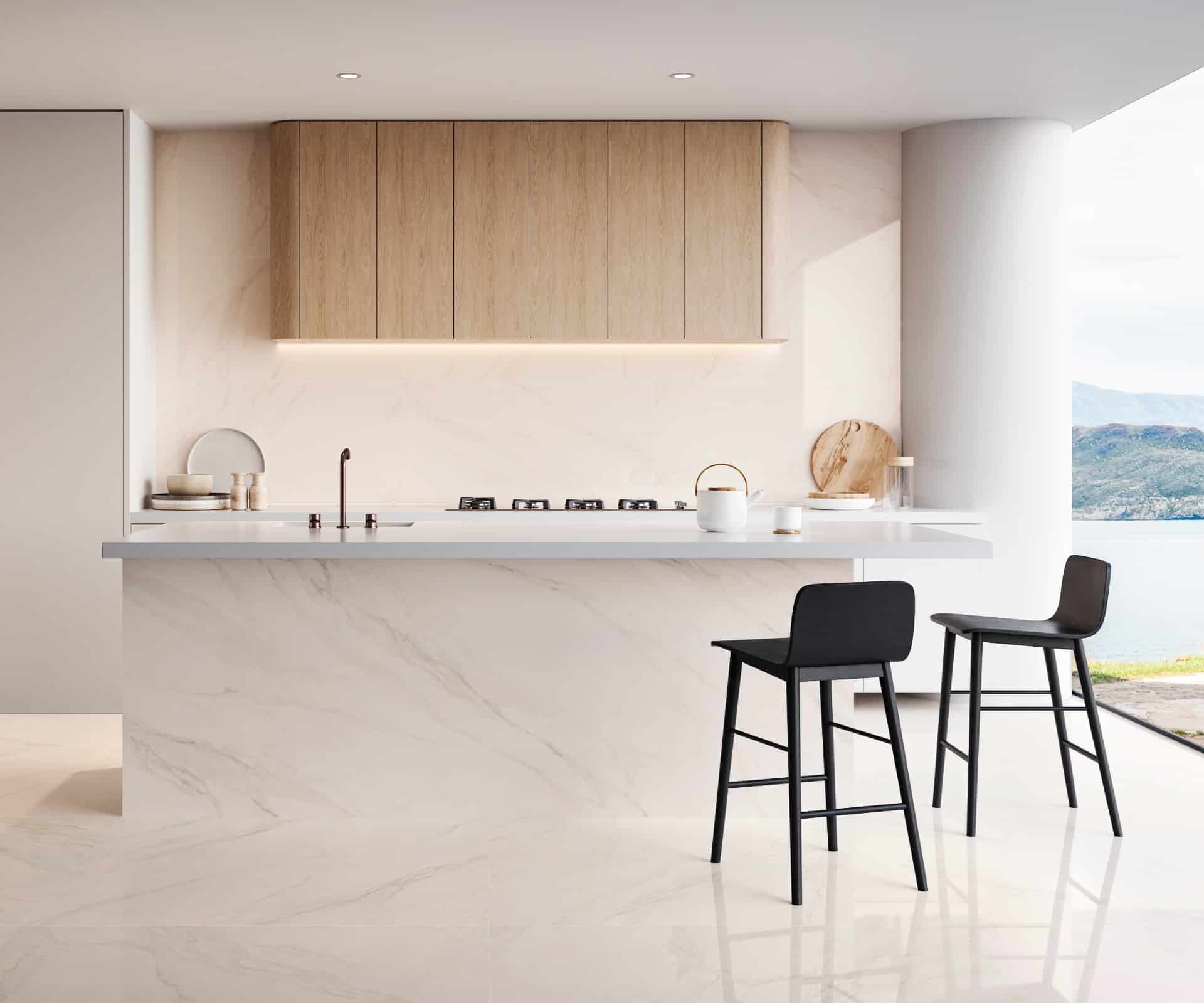 Speziato é o porcelanato Portobello que reproduz mármore carrara (Projeto: Portobello)