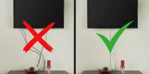 Imagem que ilustra as melhores formas de fazer os fios da TV desaparecerem na decoração.
