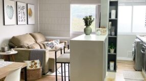 Soluções práticas e estilosas decoram um apê de 56m²
