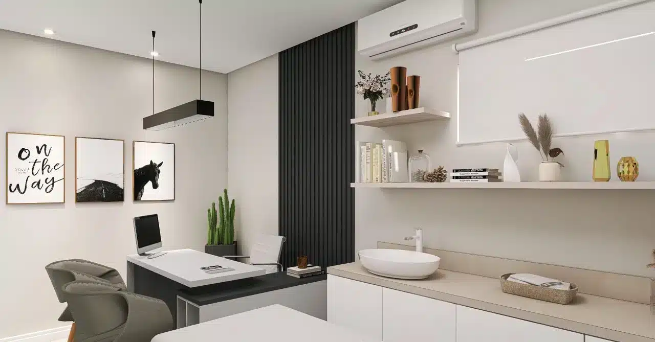 Consultório com decoração que promove a tranquilidade e o bem-estar dos pacientes.