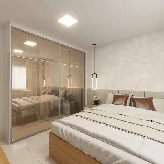 Cores de vidro reflecta, quarto.