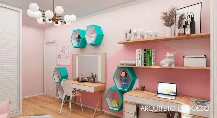Decoração signo de libra, quarto com nichos