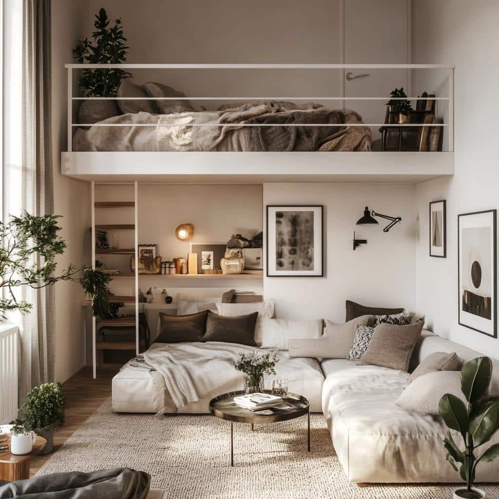 Apartamento Pequeno com Mezanino na Sala de Estar