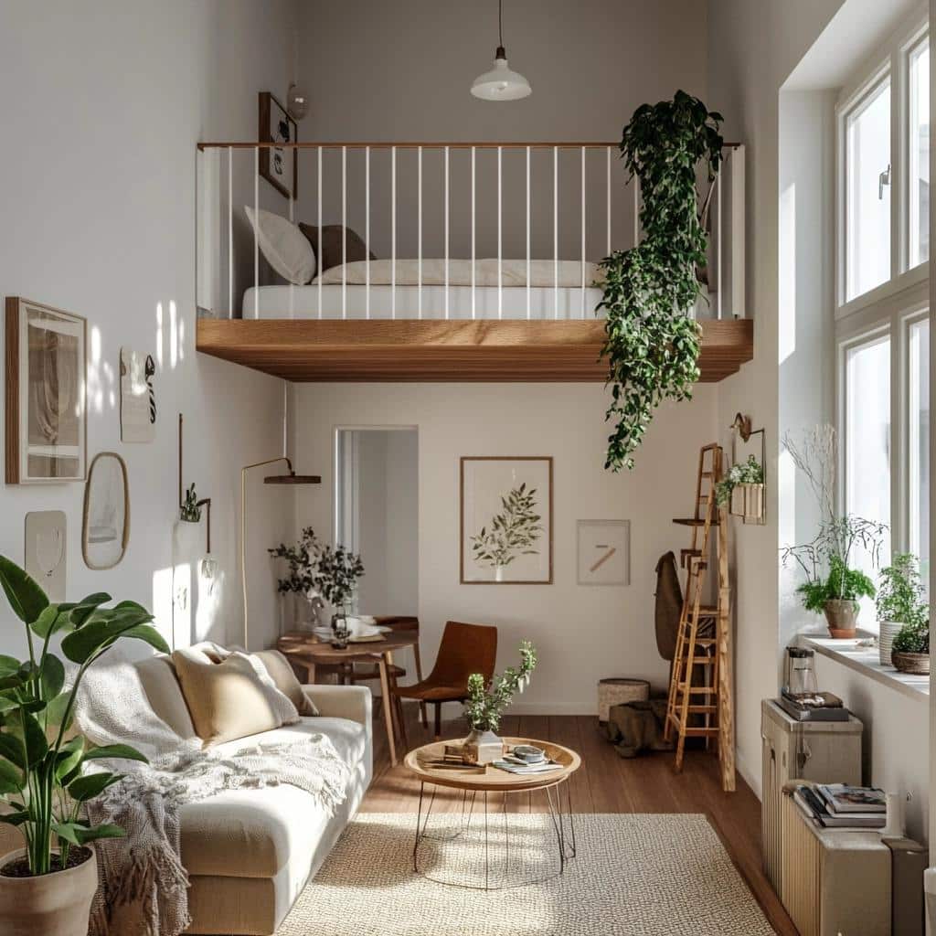 Apartamento Pequeno com Mezanino na Sala de Estar