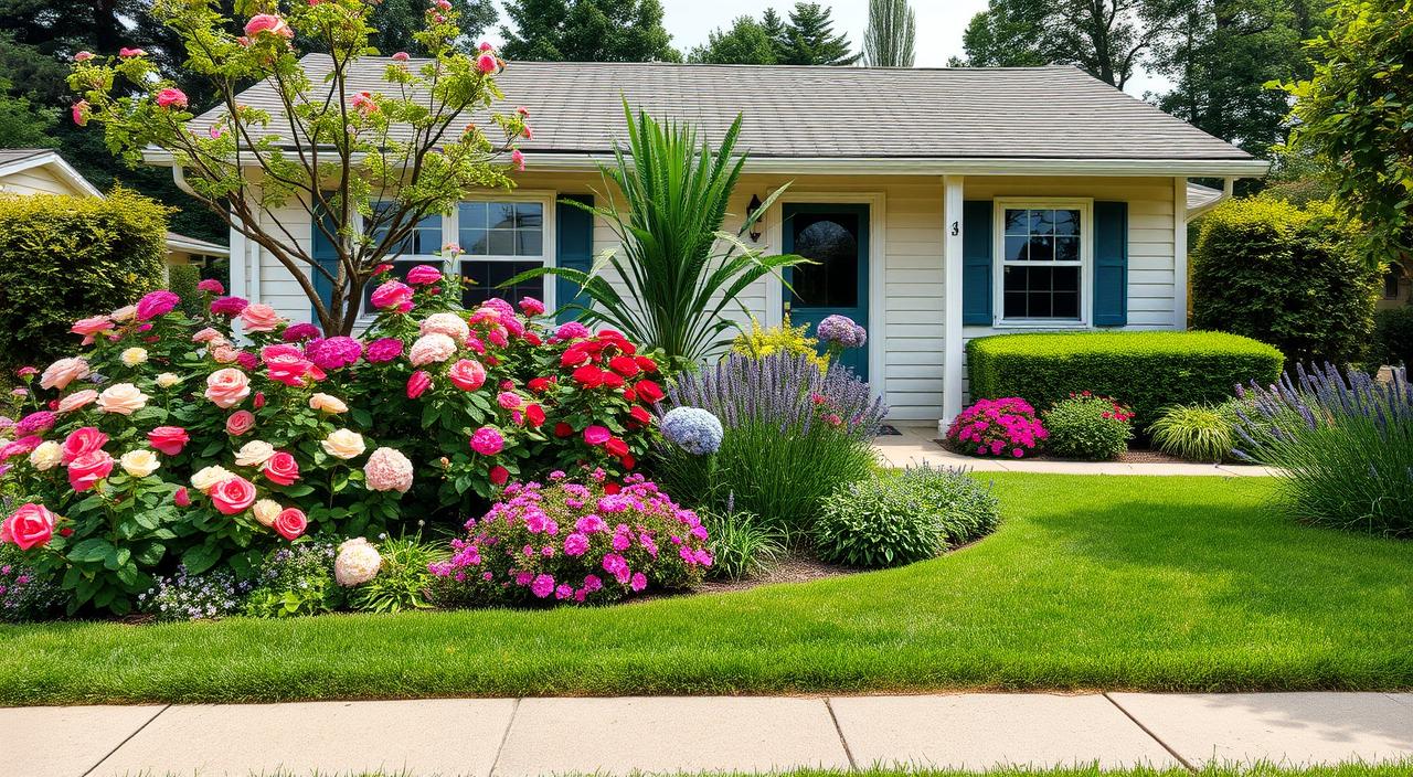 Jardins para a frente de casas simples, mostrando a decoração e estética do jardim.