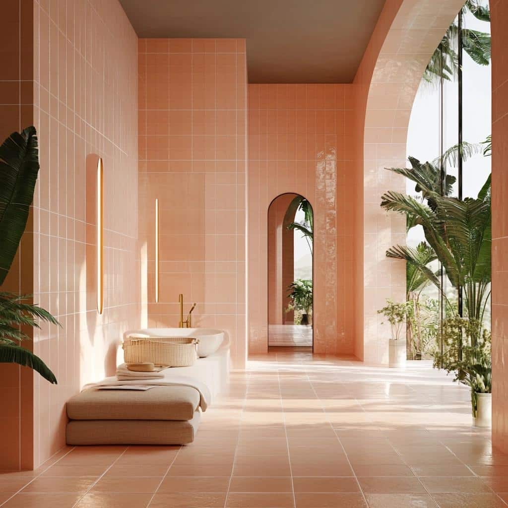 Peach Fuzz: 6 Options for Peach-Colored Tiles to Embrace the Trend 4 Peach Fuzz: 6 opções de revestimento cor pêssego imersas na tendência