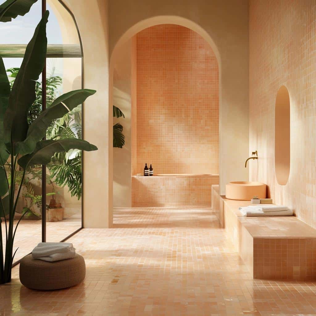 Peach Fuzz: 6 Options for Peach-Colored Tiles to Embrace the Trend 8 Peach Fuzz: 6 opções de revestimento cor pêssego imersas na tendência