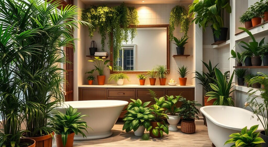Transform Your Bathroom with Artificial Plants: Essential Tips for Amazing Decor! 9 Decoração de banheiro com plantas artificiais.