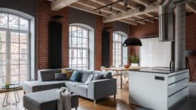 Ambiente decorado no estilo industrial.
