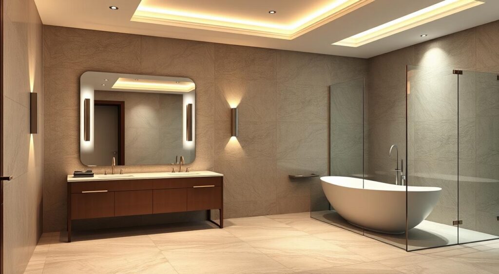 LUXURY BATHROOM: HOW TO HAVE YOURS WITHOUT SPENDING A LOT? 9 Iluminação para banheiro de luxo.