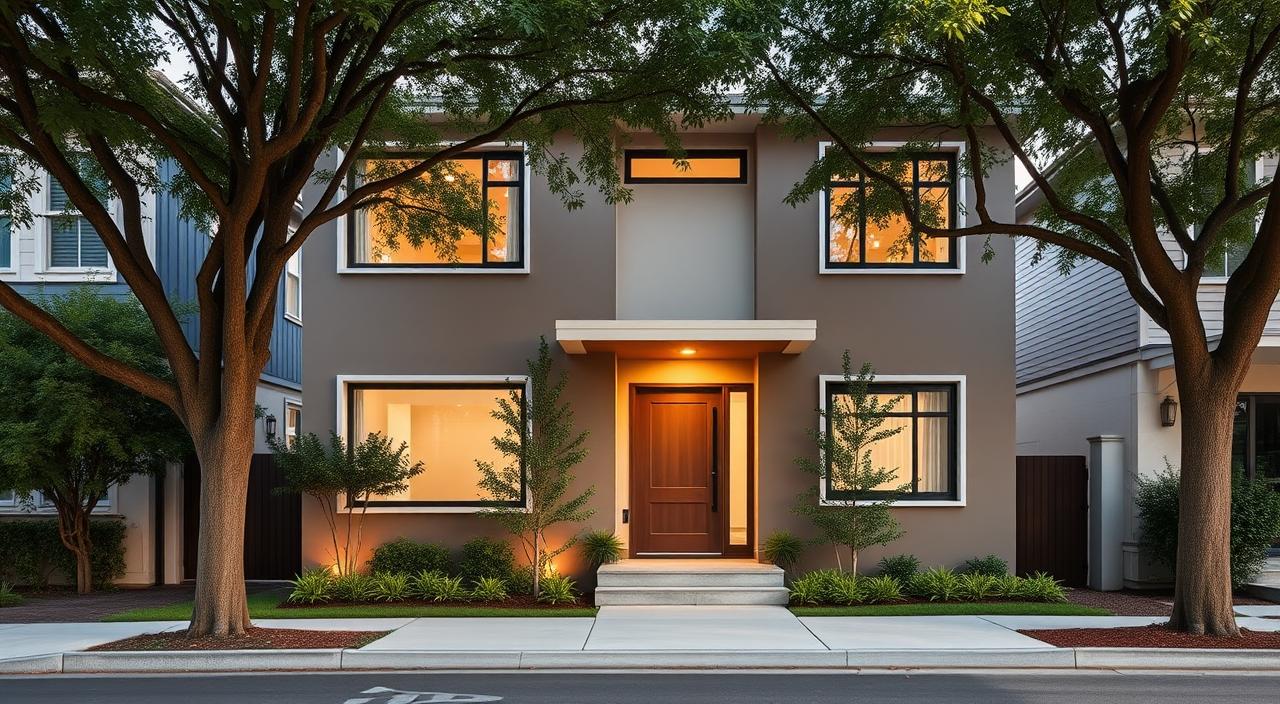 FRENTE DE CASA COM 7 METROS DE LARGURA: O QUE FAZER? 3 Inspiração de fachada com um visual atraente e moderno.