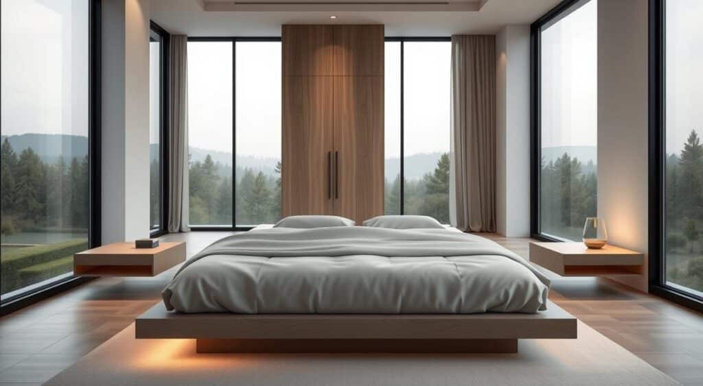 Móveis para quarto que são multifuncionais e aderem ao design contemporâneo, com opções de armazenamento.