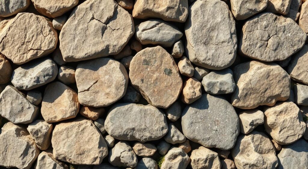Exemplos de padrões e texturas na aplicação de pedras em fachadas.