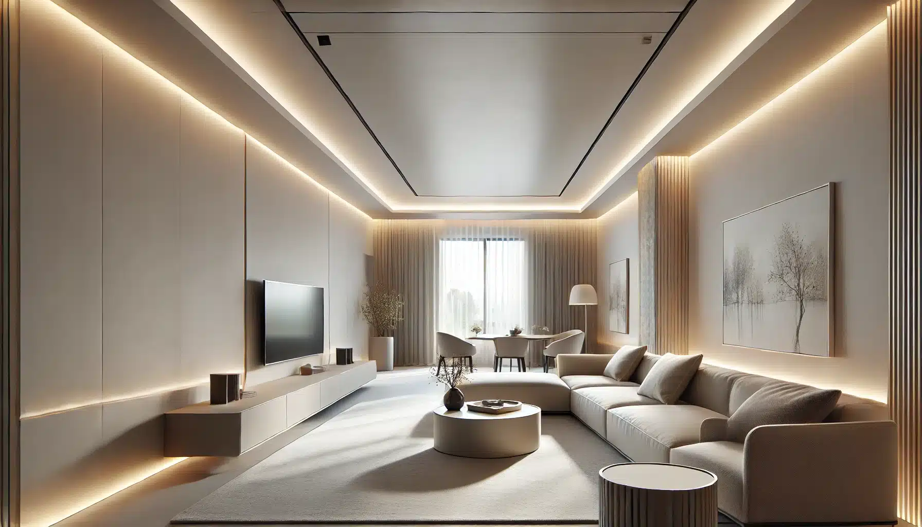 Sanca de gesso com LED que ilumina o ambiente com elegância.