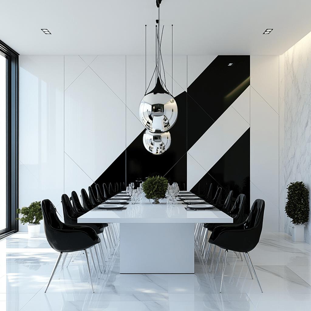 15 Ideias Elegantes para Salas de Jantar em Preto e Branco