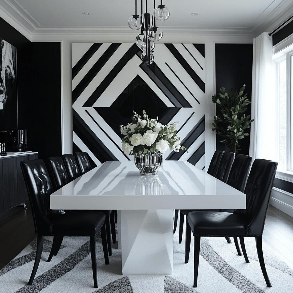 15 Ideias Elegantes para Salas de Jantar em Preto e Branco