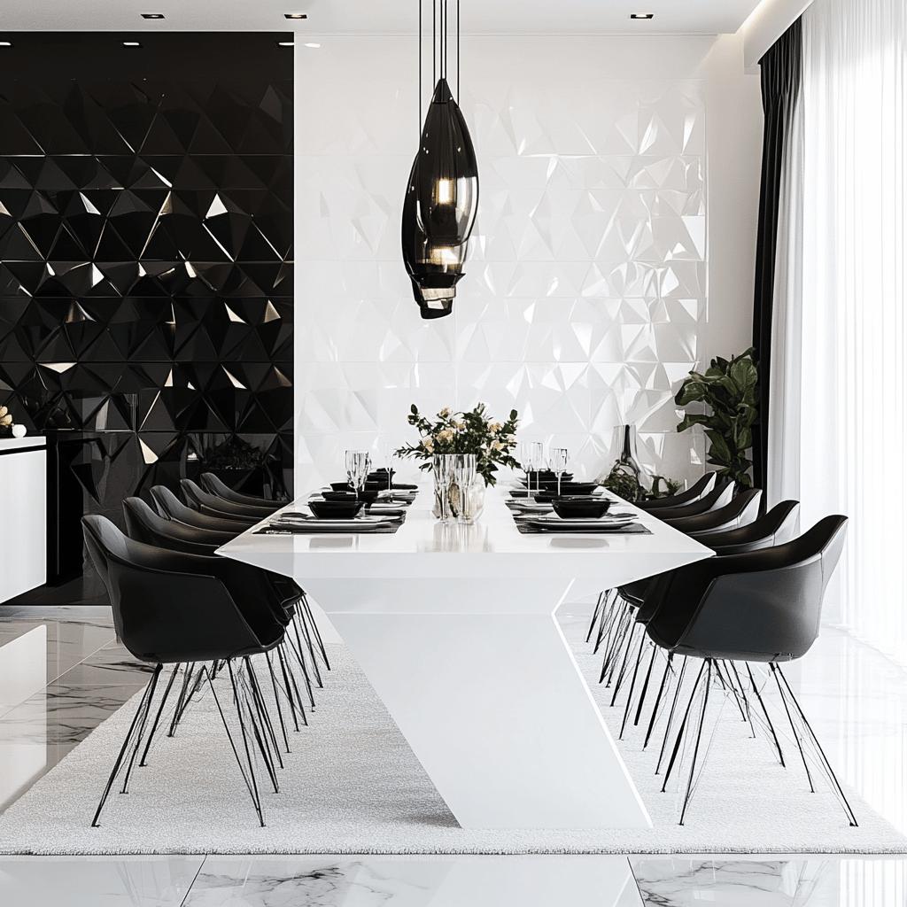 15 Ideias Elegantes para Salas de Jantar em Preto e Branco