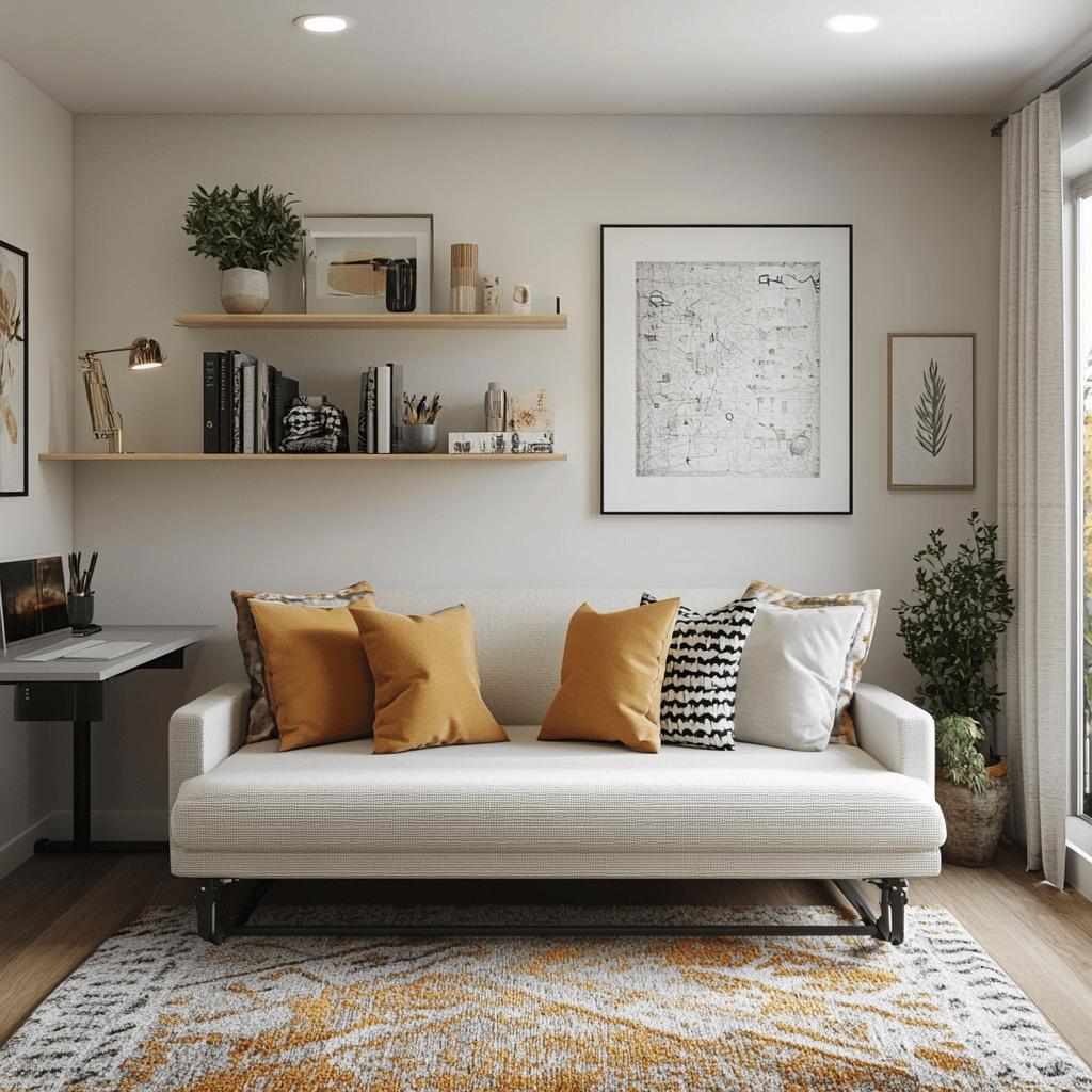 15 Stylish Office Guest Room Ideas to Inspire You 1 15 Ideias Estilosas para Combinar Escritório e Quarto de Hóspedes