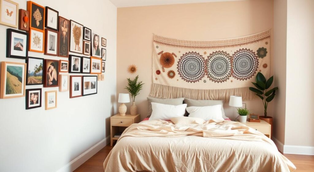 Ambiente ricamente iluminado e com uma decoração DIY vibrante, ideal para inspirar a criatividade na decoração.