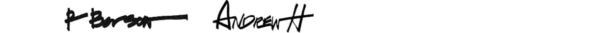 assinatura de Bob Borson e A. Hawkins