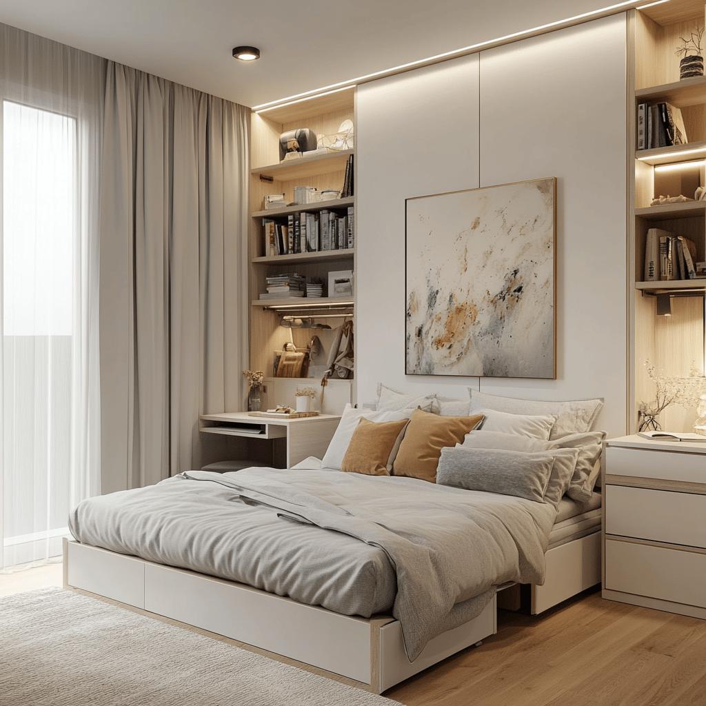 Small Bedroom Ideas to Maximize Space and Comfort 1 Ideias para Quarto Pequeno: Como Maximizar Espaço e Conforto
