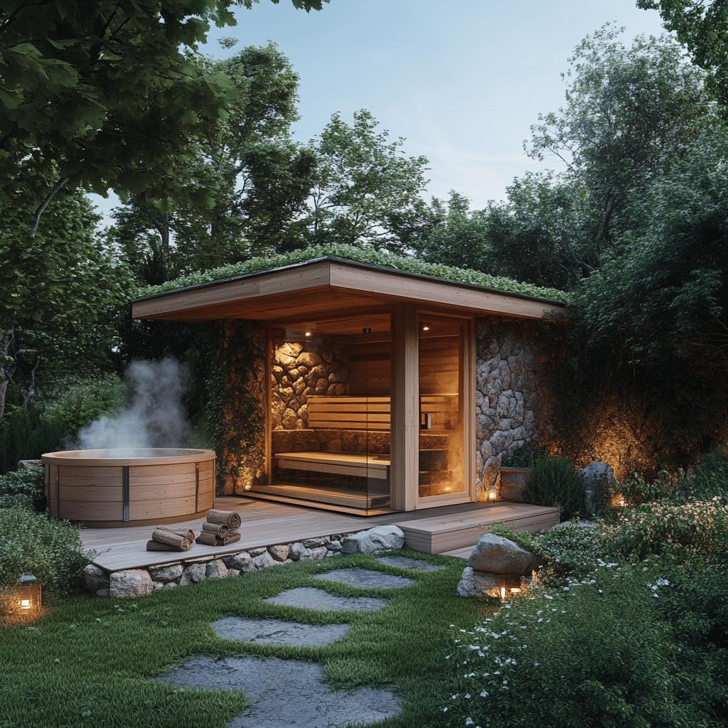 Wood and Stone Combination: Natural Sauna with Oven as a Perfect Addition to a Garden 1 Sauna de Madeira e Pedra: A Adição Perfeita para Seu Jardim