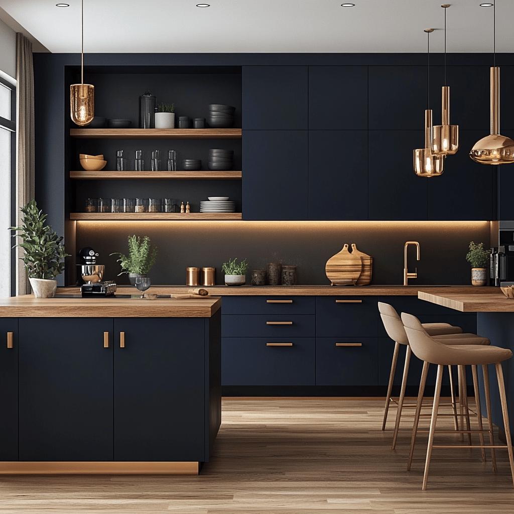 Transforme sua Cozinha com Estas 15 Ideias de Armários Azul Marinho Modernos