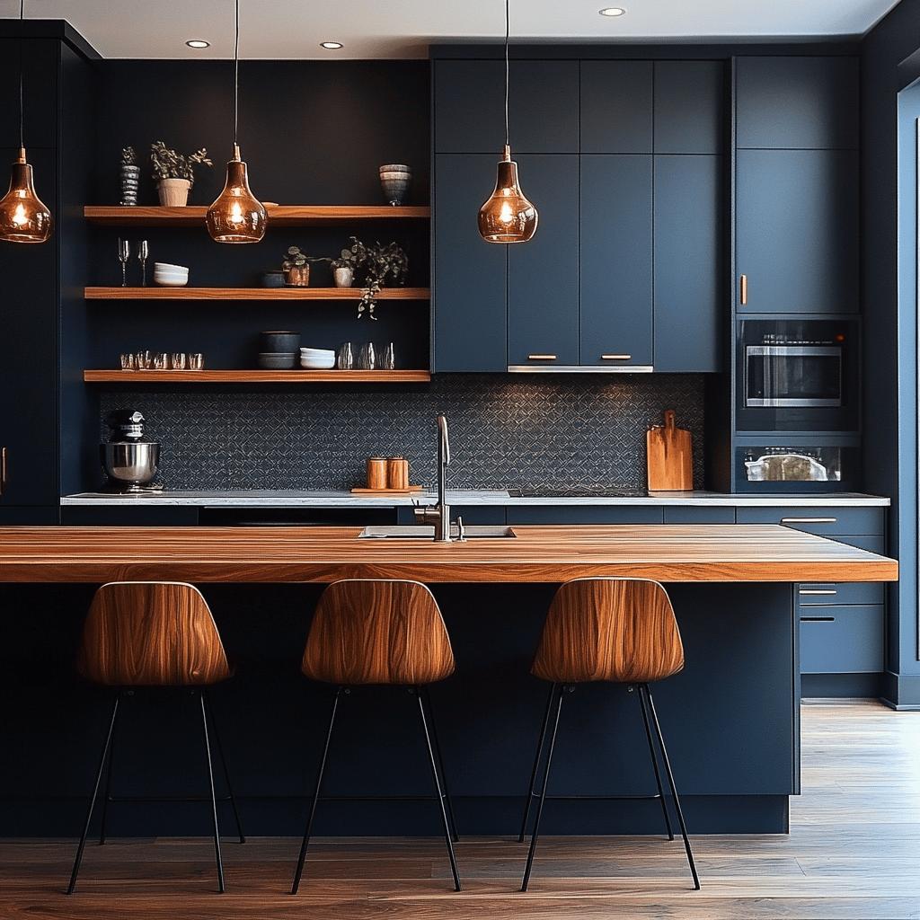 Transforme sua Cozinha com Estas 15 Ideias de Armários Azul Marinho Modernos