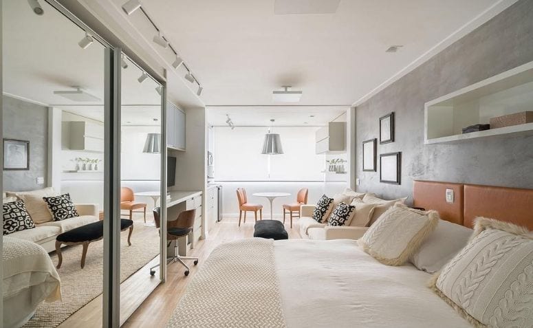 Capa do artigo sobre apartamentos studio, mostrando um exemplo de decoração moderna e funcional.