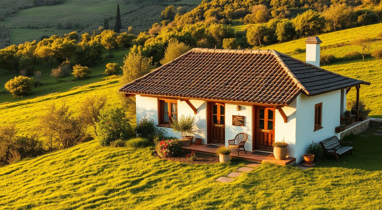 Imagem de casas de sítio simples, destacando seu charme rústico e aconchegante.