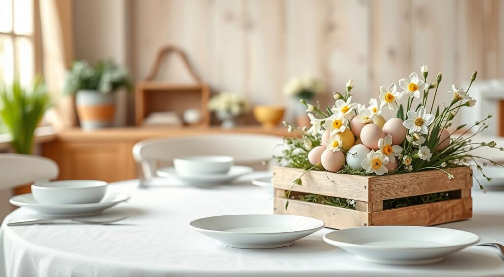 Tendências de decoração de mesa de Páscoa para 2025.