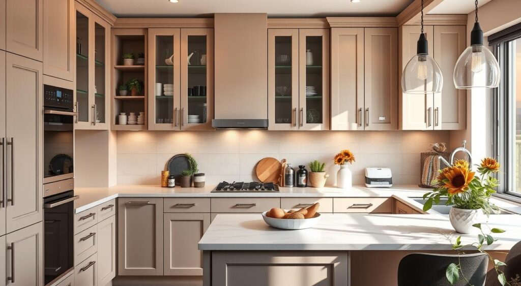 Kitchen Cabinets: Charm and Practicality 7 Imagem que destaca as vantagens dos armários planejados na decoração da cozinha.