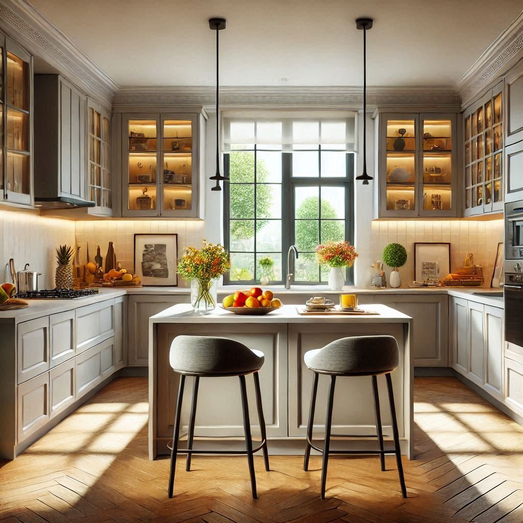 15 Stylish Kitchen Island Ideas with Seating 2 Uma ilha preta ousada proporciona um toque sofisticado e moderno, servindo como ponto focal da cozinha.