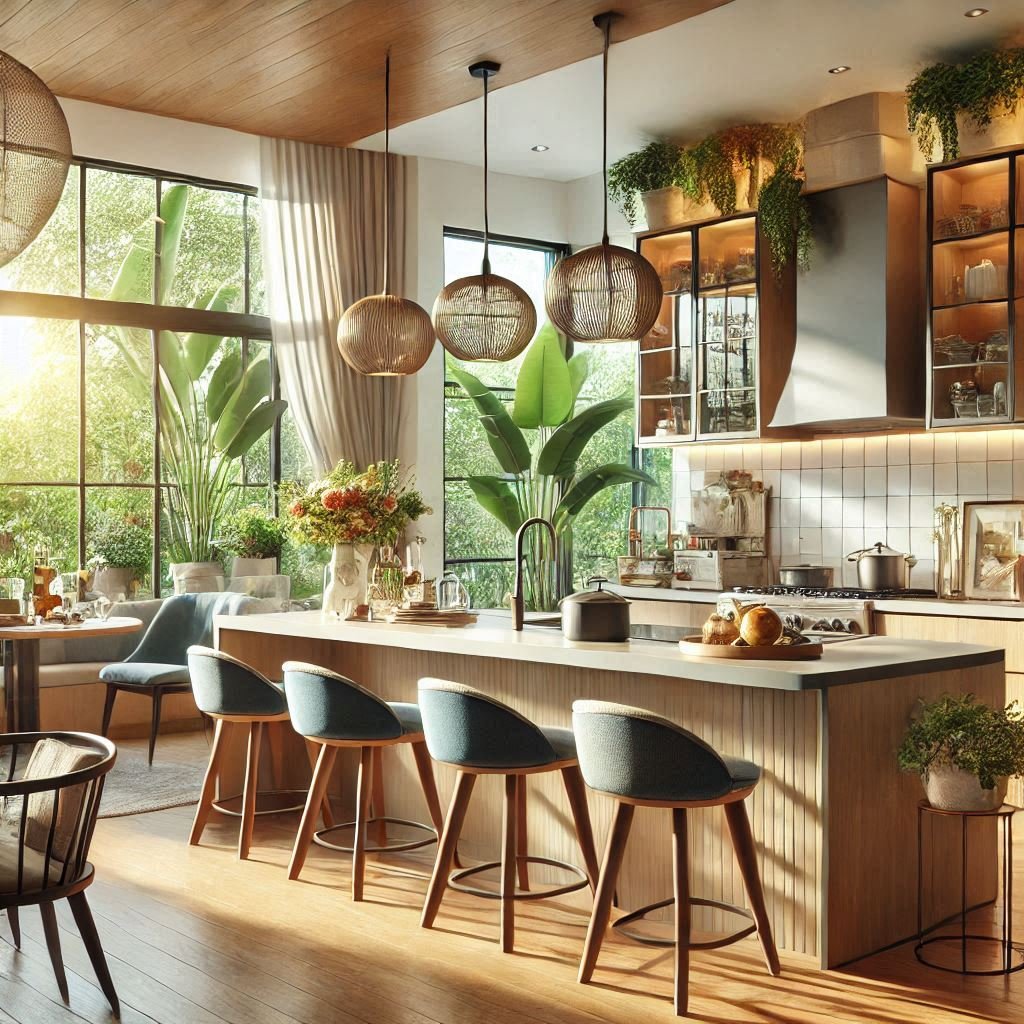 15 Stylish Kitchen Island Ideas with Seating 3 Uma ilha de cozinha branca clássica com banquinhos é uma opção atemporal e versátil, adequada para diferentes estilos de cozinha.