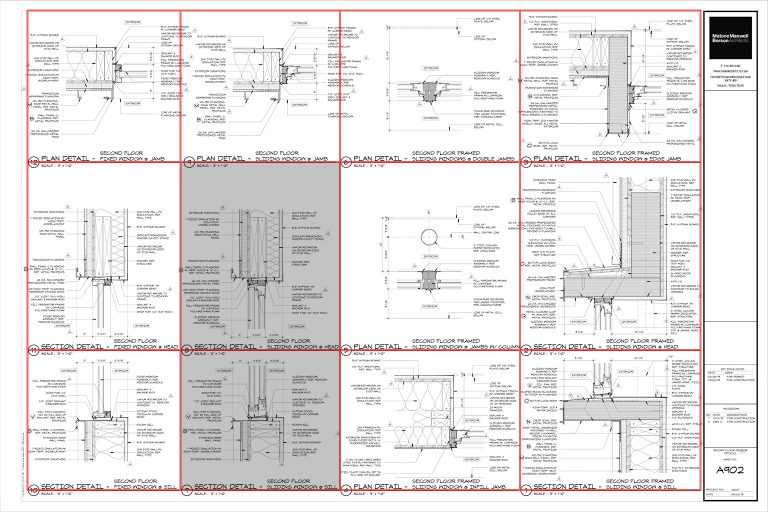 Versão renderizada da folha de detalhes arquitetônicos, apresentando visualizações aprimoradas.