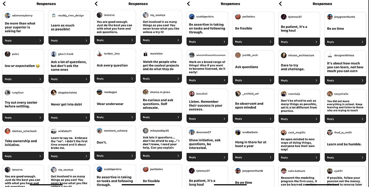 Poll do Instagram com os melhores conselhos para começar um novo emprego.