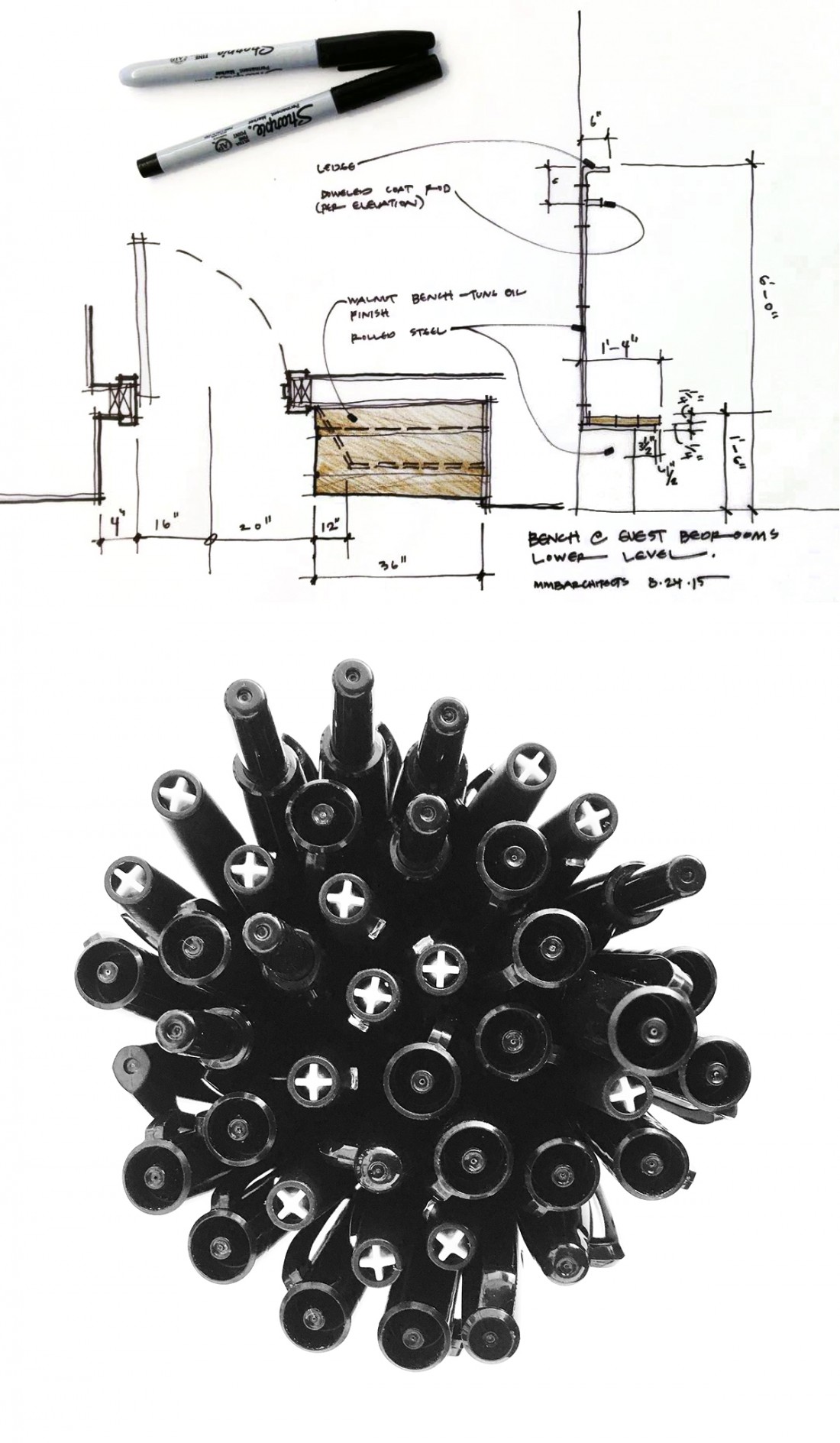 Conjunto de canetas de esboço do arquiteto Bob Borson.