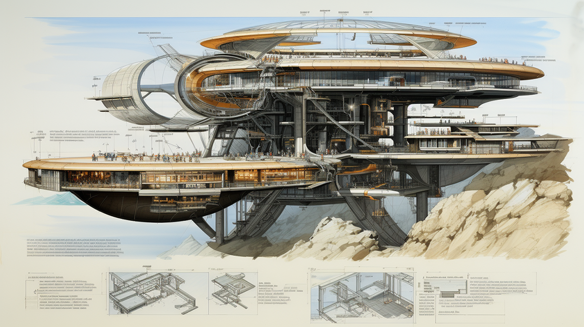 Desenhos de projeto da Star Base - Assistência ao Design