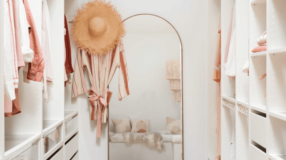 Planned closet with organized compartments and modern designs.