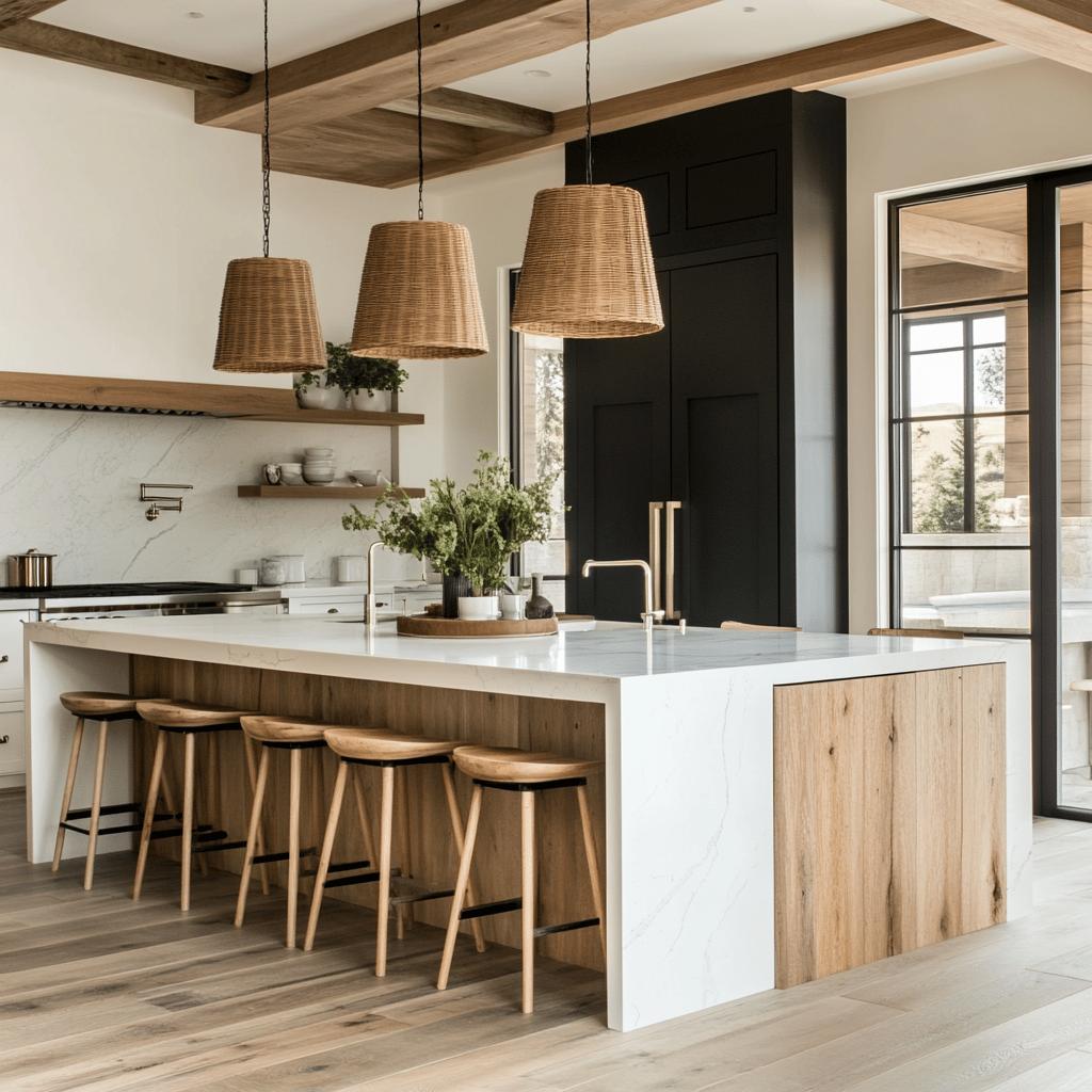 15 Stylish Kitchen Island Ideas with Seating 1 15 Ideias Elegantes de Ilhas de Cozinha com Assentos para Transformar Seu Espaço