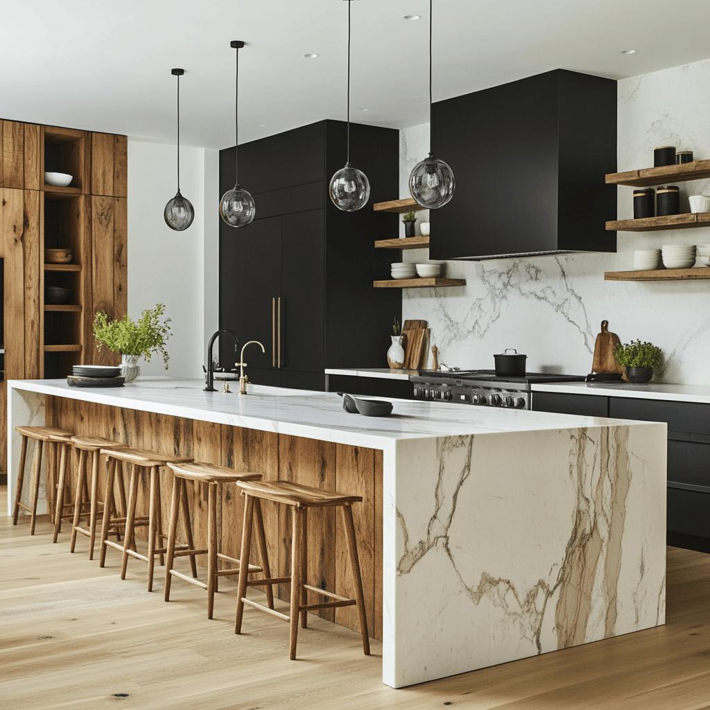 15 Stylish Kitchen Island Ideas with Seating 4 15 Ideias Elegantes de Ilhas de Cozinha com Assentos para Transformar Seu Espaço