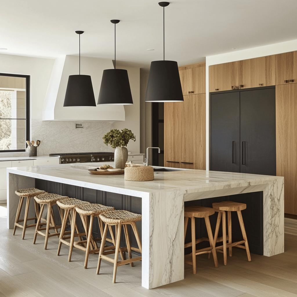 15 Stylish Kitchen Island Ideas with Seating 8 15 Ideias Elegantes de Ilhas de Cozinha com Assentos para Transformar Seu Espaço