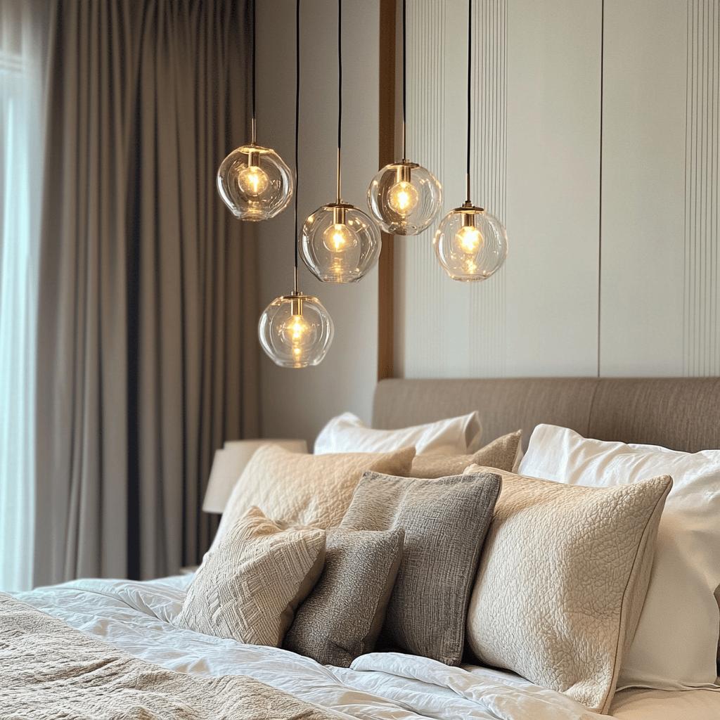 70 Luster Options for Couples' Bedrooms for All Styles 8 60 Opções de Lustre para Quarto de Casal: Estilos e Dicas para Iluminação