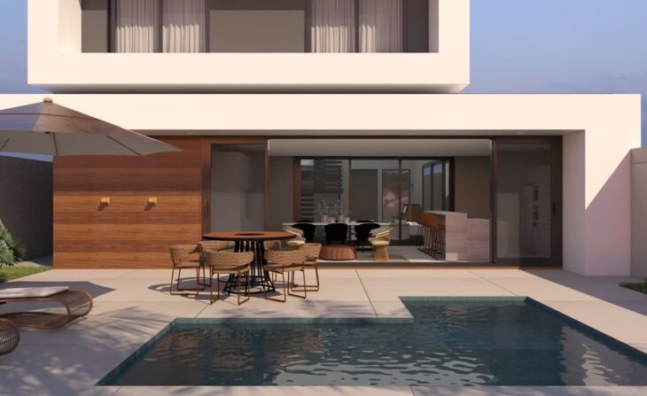Foto de um porcelanato utilizado ao redor da piscina com boa aderência.